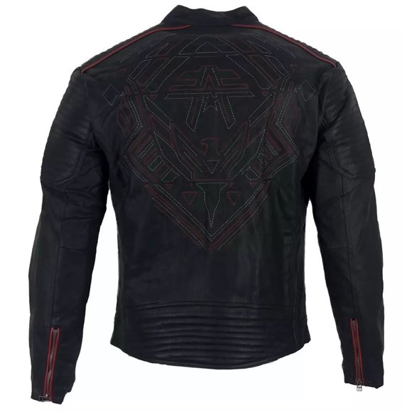 AMERICAN FIGHTER Men's Jacket UNSER Faux Leather Hooded Biker Black - Picture 2 of 12